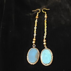 Elegant Gold and Blue Dangle Earrings